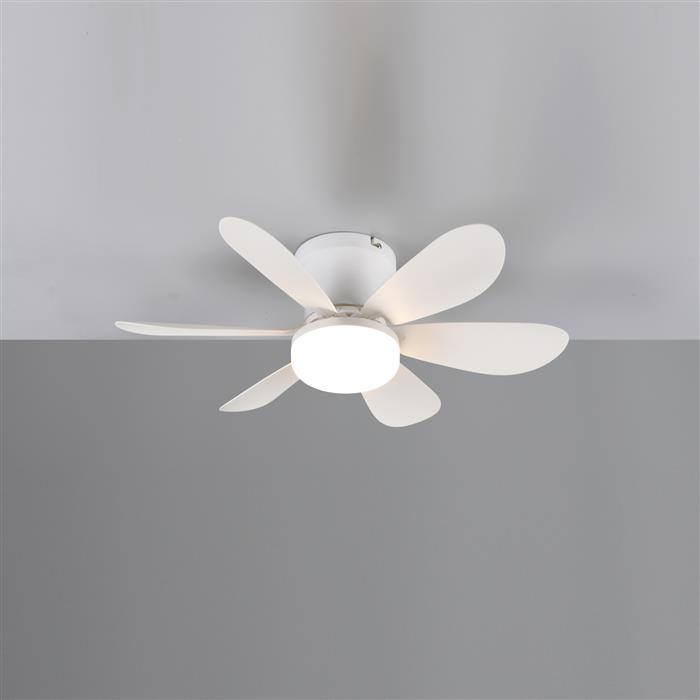Lund LED 6 Blade Matt White Ceiling Fan Light R67462131