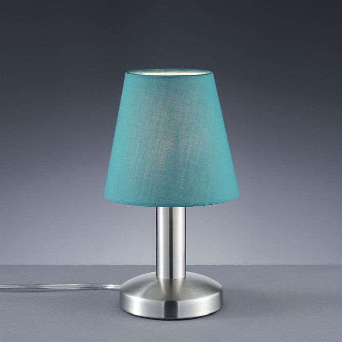 Mats Matt Nickel Touch Lamp Turquoise Shade 599600119