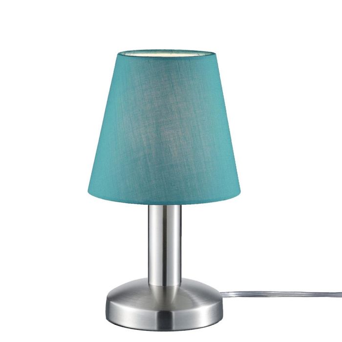 Mats Matt Nickel Touch Lamp Turquoise Shade 599600119