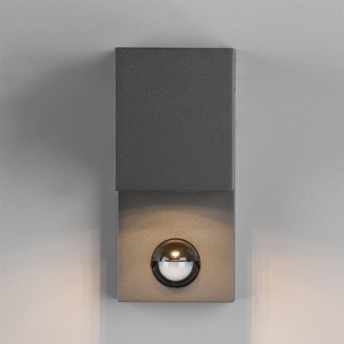 Roya IP44 Small Cubed Outdoor Anthracite PIR Wall Light 214269142