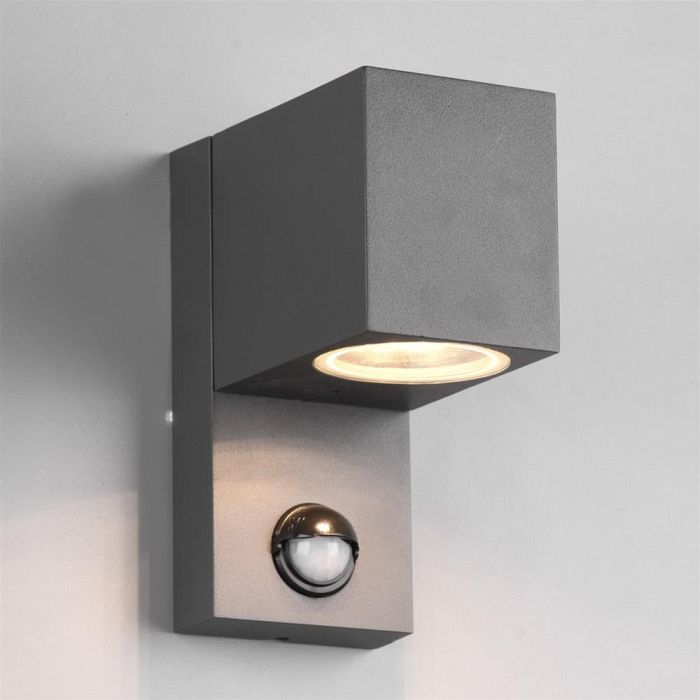Roya IP44 Small Cubed Outdoor Anthracite PIR Wall Light 214269142