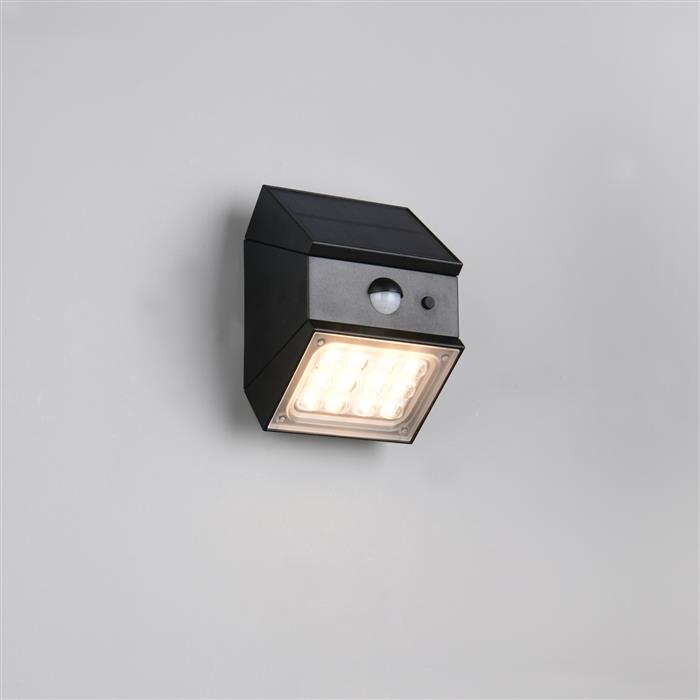 Talca IP65 LED Matt Black Solar Dusk to Dawn Motion Sensor Outdoor Light R25119632 