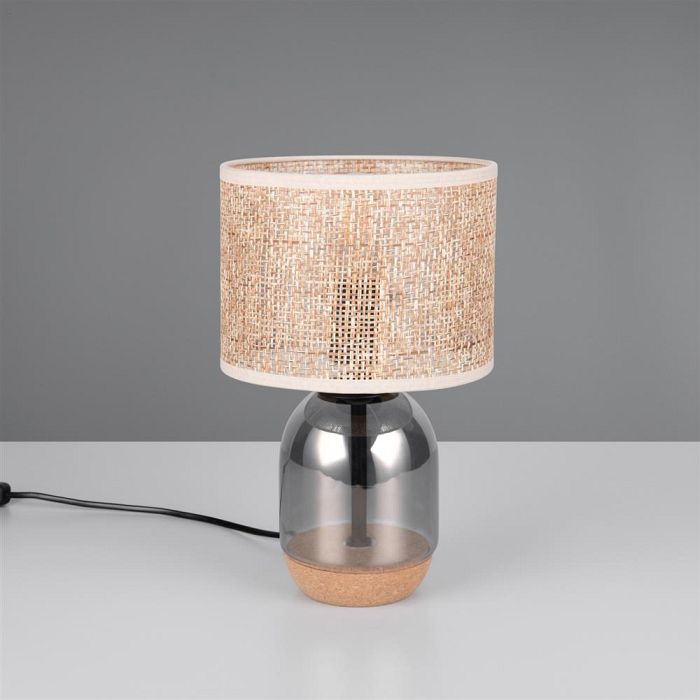 Tara 327mm High Glass And Wicker Table Lamp 564900157