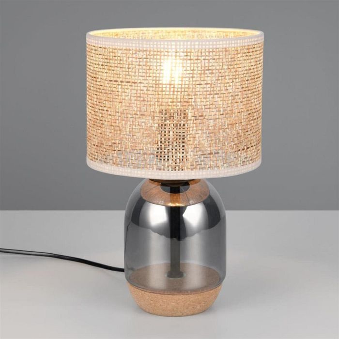 Tara 327mm High Glass And Wicker Table Lamp 564900157