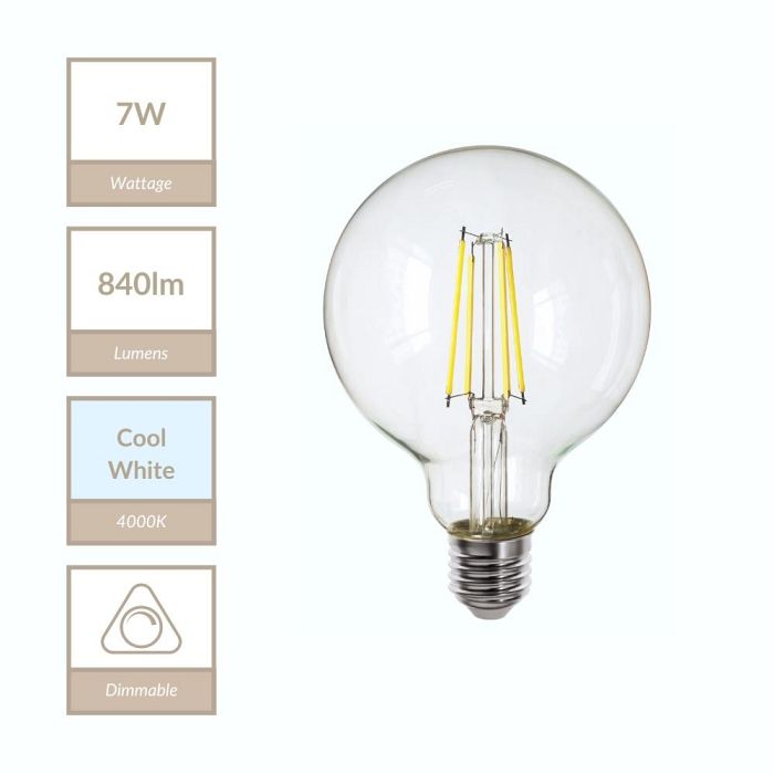 95MM Dimmable E27 4000K LED Globe MLDGL957ES/CW