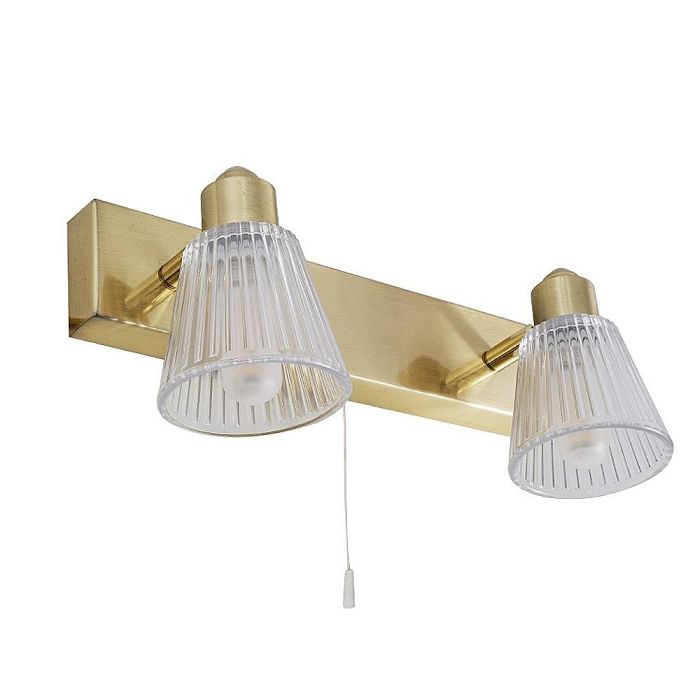 Gatsby Double Satin Brass IP44 Wall Light GAT02SBWL