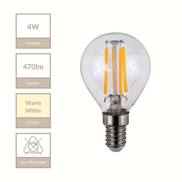LED 2700K SES/E14 4W Golf Ball Filament Bulb MLGB4SES/WW