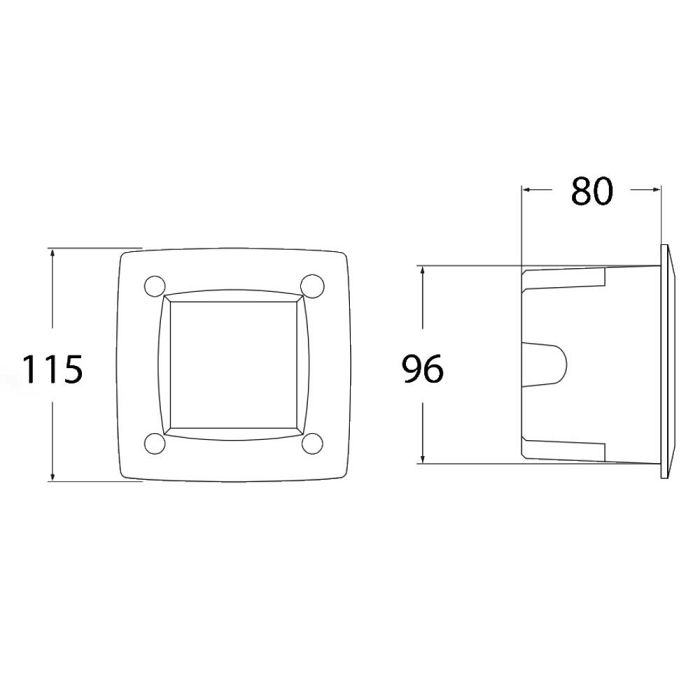 Leti 100 Square Black Recessed IP66 Wall Light LETI100SQBL