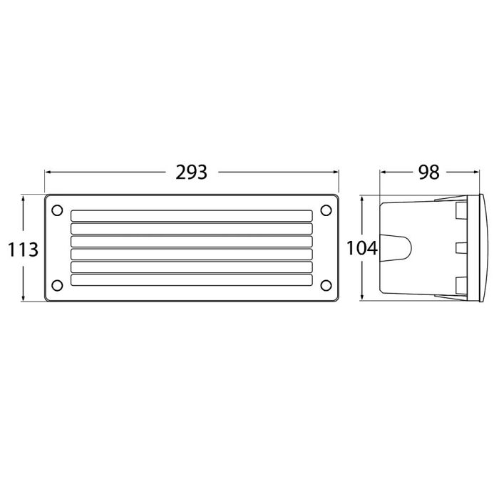 Leti 300 Grill Black Recessed IP66 Wall Light LETI300GLBL