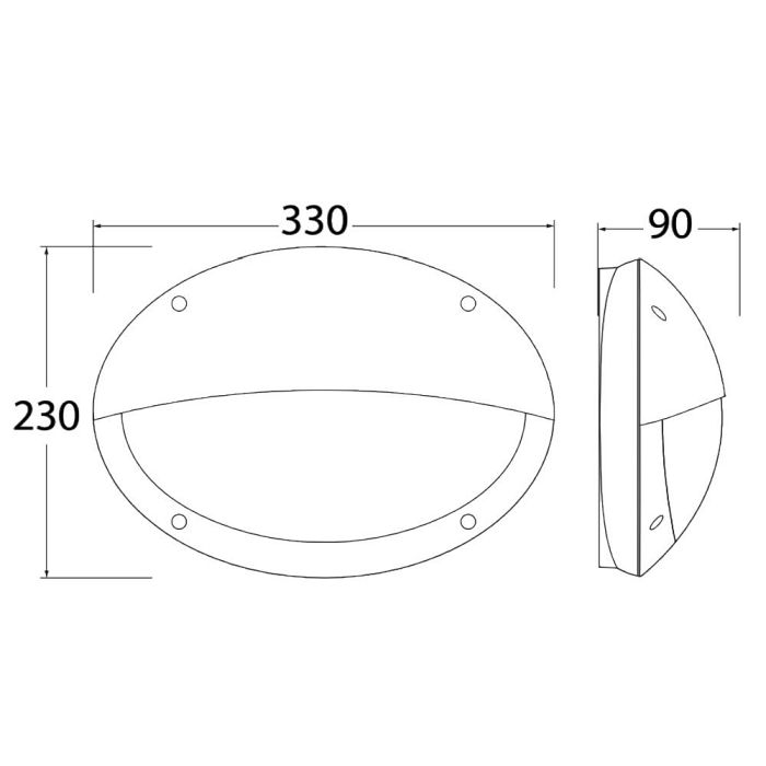 Maddi Horizontal Eyelid Black IP66 Wall Light MADDIHLBL/E27