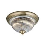 American Diner IP44 Antique Brass And Ribbed Glass Bathroom Flush 4370