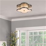 Lotus Three Light Antique Brass Flush Ceiling Fitting 77210-3AB