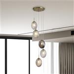 Whirl Five Light Satin Brass And Glass Ceiling Pendant 24142-5SB