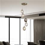 Whirl Five Light Satin Brass And Glass Ceiling Pendant 24142-5SB