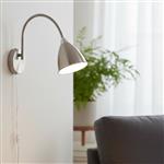 Bari Plug-In Brushed Steel Flexi-Neck Wall Light 6889BS