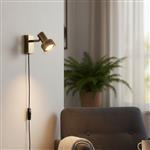 Industrial Plug-In Antique Brass Wall Light 6892AB