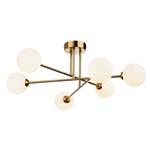 Lando 6-Light Brushed Brass Opal Glass Ceiling Fitting 6911BB