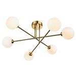 Lando 6-Light Brushed Brass Opal Glass Ceiling Fitting 6911BB