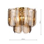 Anielle 3 Light Natural Brass And Tea Smoked Dappled Glass Flush Fitting ANI5342