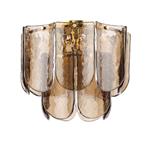 Anielle 3 Light Natural Brass And Tea Smoked Dappled Glass Flush Fitting ANI5342