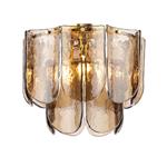 Anielle 3 Light Natural Brass And Tea Smoked Dappled Glass Flush Fitting ANI5342