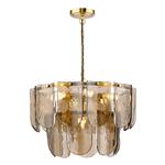 Anielle Natural Brass And Dappled Tea Smoked Glass 7 Light Pendant ANI3442