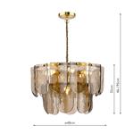 Anielle Natural Brass And Dappled Tea Smoked Glass 7 Light Pendant ANI3442