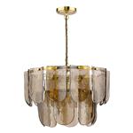 Anielle Natural Brass And Dappled Tea Smoked Glass 7 Light Pendant ANI3442