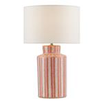 Ennio Coral Geometric Ceramic Base With Ivory Shade Table Lamp ENN4203
