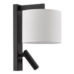 Itala Matt Black And Ivory Drum Shade Reading Wall Light ITA0922L