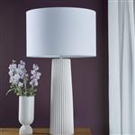 White Ribbed Base And White Drum Shade