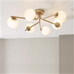 Aaron 6 Light Brushed Aged Brass Plate And Opal Glass Semi Flush 118651