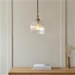 Ashcroft Brushed Aged Brass Plate And Clear Ribbed Glass Single Pendant 120625