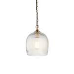 Ashcroft Brushed Aged Brass Plate And Clear Ribbed Glass Single Pendant 120625