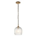 Ashcroft Brushed Aged Brass Plate And Clear Ribbed Glass Single Pendant 120625