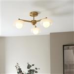 Boss 3 Light Brushed Aged Brass Plate With Frosted Opal Glass Semi Flush 120631