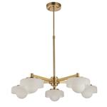 Boss 5 Light Brushed Aged Brass Plate With Frosted Opal Glass Pendant 120632