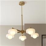 Boss 5 Light Brushed Aged Brass Plate With Frosted Opal Glass Pendant 120632