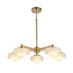 Boss 5 Light Brushed Aged Brass Plate With Frosted Opal Glass Pendant 120632