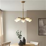 Boss 5 Light Brushed Aged Brass Plate With Frosted Opal Glass Pendant 120632