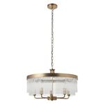 Clemont Warm Antique Brass And Clear Glass Five Light Pendant Fitting 119110