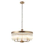 Clemont Warm Antique Brass And Clear Glass Five Light Pendant Fitting 119110
