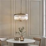 Clemont Warm Antique Brass And Clear Glass Five Light Pendant Fitting 119110