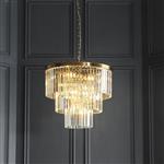 Conaston 7 Light Brushed Aged Brass Plate And Cut Glass Pendant 115457