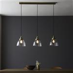 Hansen Three Bar Pendant, Antique Brass & Clear Glass 98114