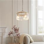 Karine Aged Brass With Textured Glass 3 Light Pendant 118467