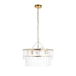 Karine Brushed Aged Brass Plate And Textured Glass 5 Light Pendant 118469