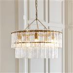 Karine Brushed Aged Brass Plate And Textured Glass 5 Light Pendant 118469