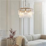 Karine Brushed Aged Brass Plate And Textured Glass 5 Light Pendant 118469