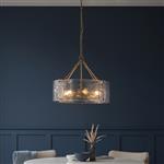 Keller Brushed Aged Brass And Textured Glass 6 Light Pendant 118584